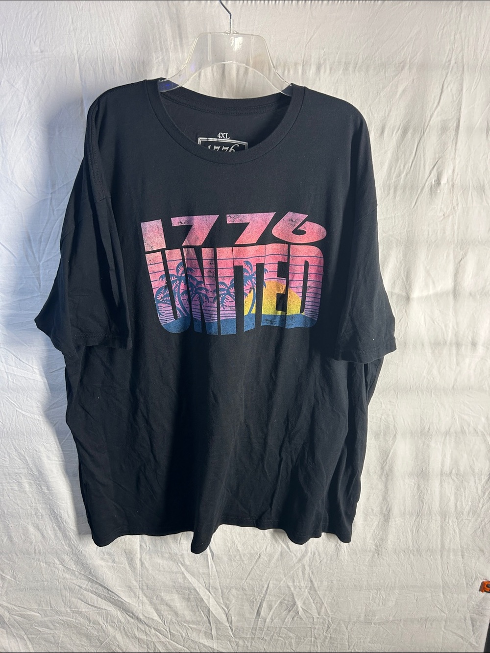 Men's Black Graphic Tee with 1776 Sunset Print
